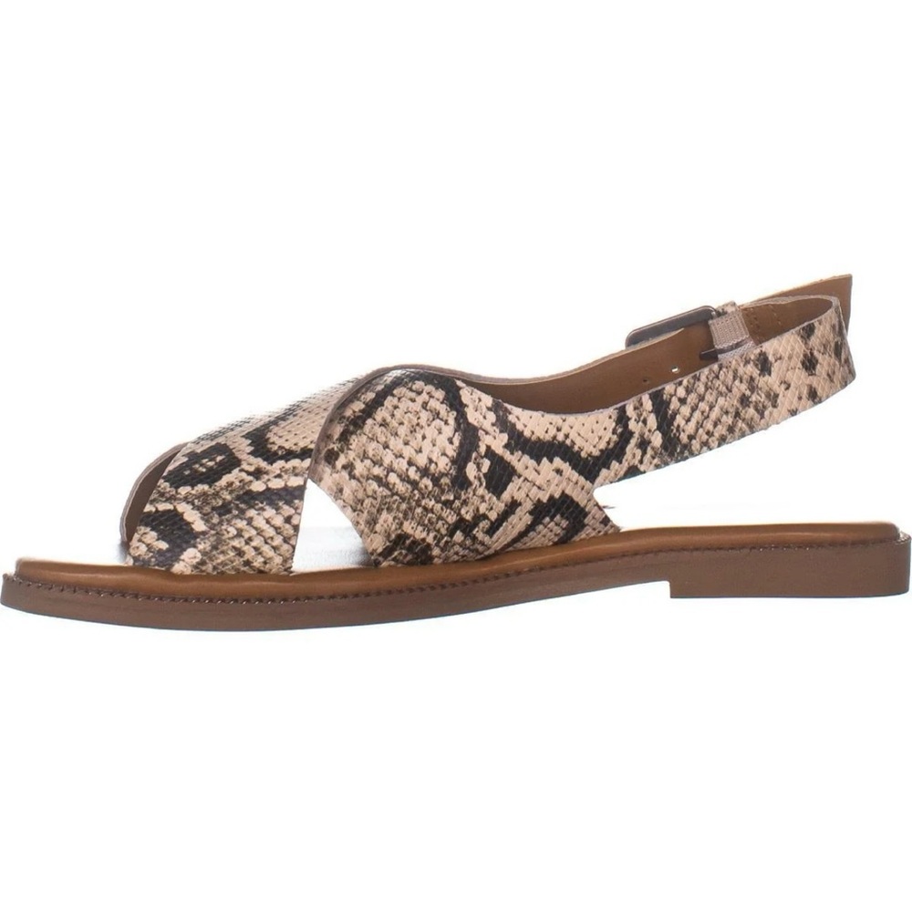 Franco Sarto Tan and Black Leather Sandals  Kaleigh Snake Print Size 8.5